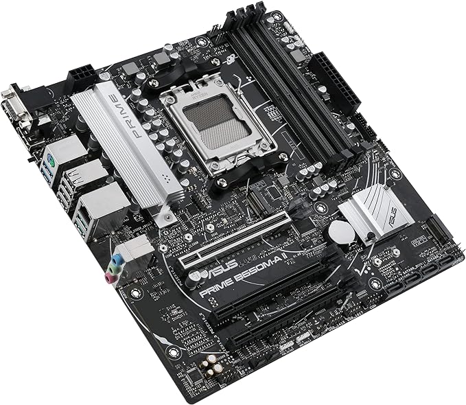 ASUS PRIME B650M-A II-CSM Micro-ATX commercial motherboard,DDR5 6400+(OC),PCIe 5.0 M.2 support,Realtek 2.5Gb LAN,DisplayPort,VGA,HDMI®, USB 3.2 Gen 2 ports,front USB 3.2 Gen 1 Type-C®, BIOS FlashBack™ ASUS PRIME B650M-A II-CSM Micro-ATX commercial motherboard,DDR5 6400+(OC),PCIe 5.0 M.2 support,Realtek 2.5Gb LAN,DisplayPort,VGA,HDMI®, USB 3.2 Gen 2 ports,front USB 3.2 Gen 1 Type-C®, BIOS FlashBack™